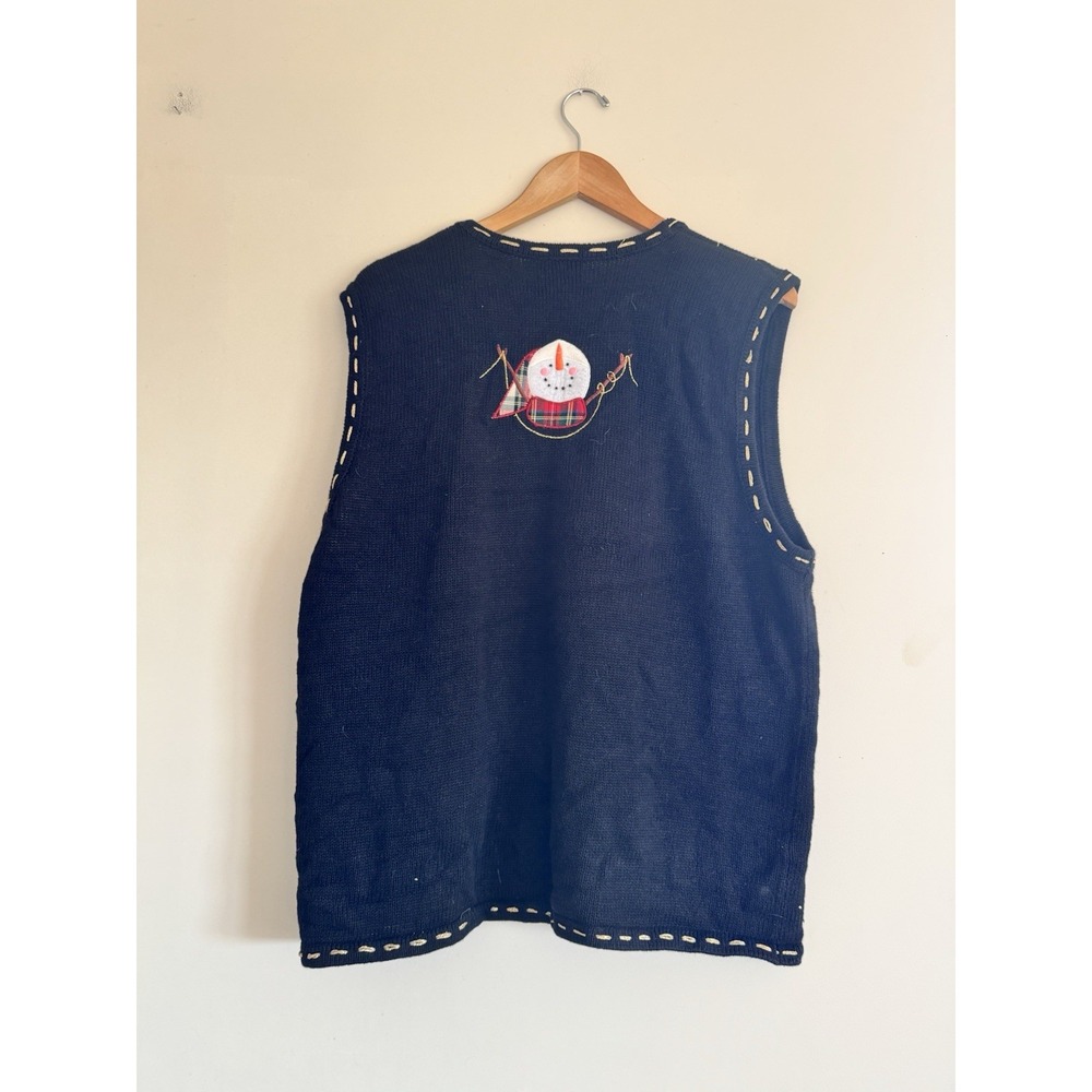 Kitschy Women's Plus Snowman Vest Embroidered Grandma Ugly Large Christmas - Picture 5 of 6